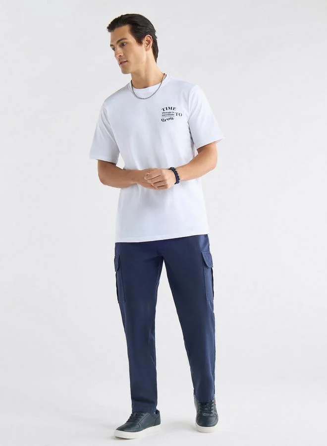 Splash FAV Graphic Print T-shirt with Crew Neck and Short Sleeves