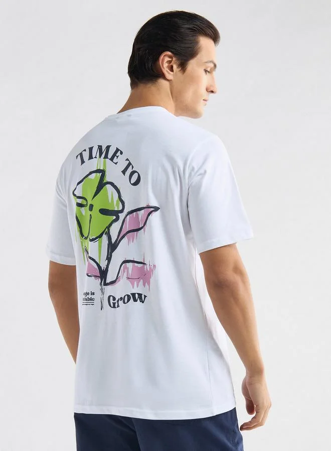 Splash FAV Graphic Print T-shirt with Crew Neck and Short Sleeves