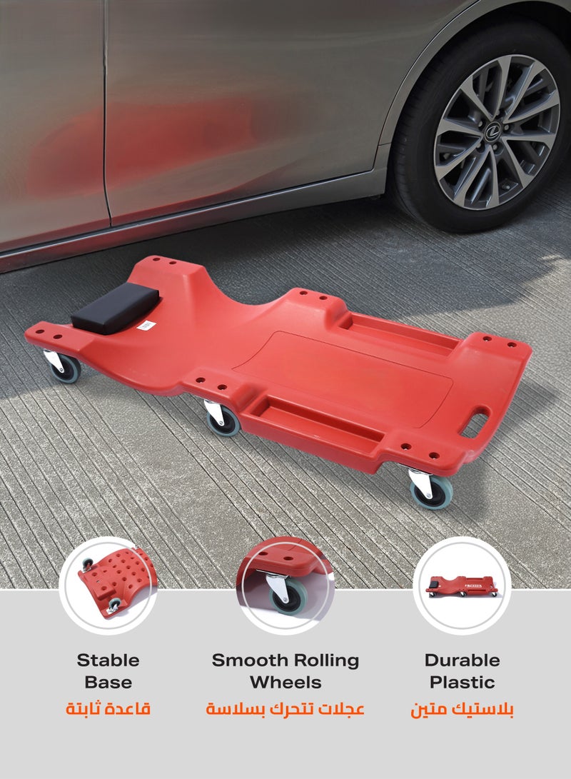 LAWAZIM Car Plastic Creeper - 40inch - Mechanic Garage Creeper with Sponge-Cushioned Headrest, Smooth-Rolling Wheels, Dual Tool Trays, and Carrying Handle - Ideal for Automotive Maintenance and Repairs - Image 4