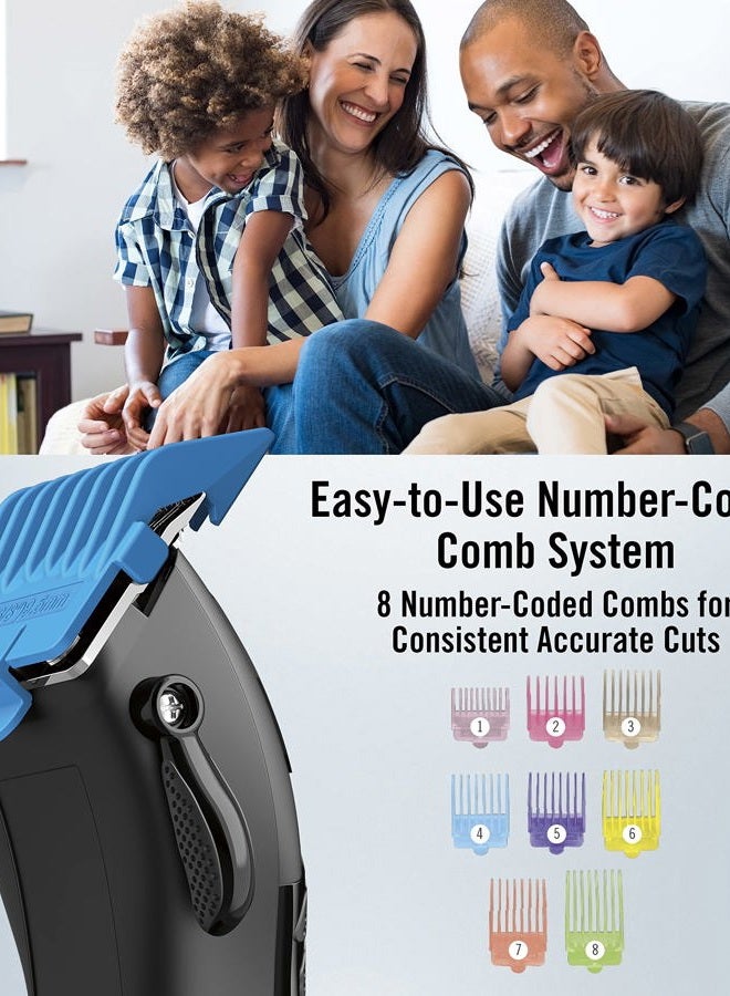 CONAIR MAN Number Cut, Cord/Cordless Men's Hair Clippers and Trimmers Set, Includes Barber Comb and Scissors, Cleaning Brush, Oil, Blade Guard and Deluxe Storage Case, At-Home Clipper Kit, Rechargeable - Image 4