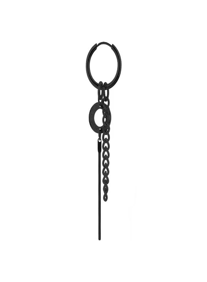 THE MEN THING LINKER LOOP - BLACK - Pure Titanium Steel Ear Hoop Earrings for Men & Boys - Image 1