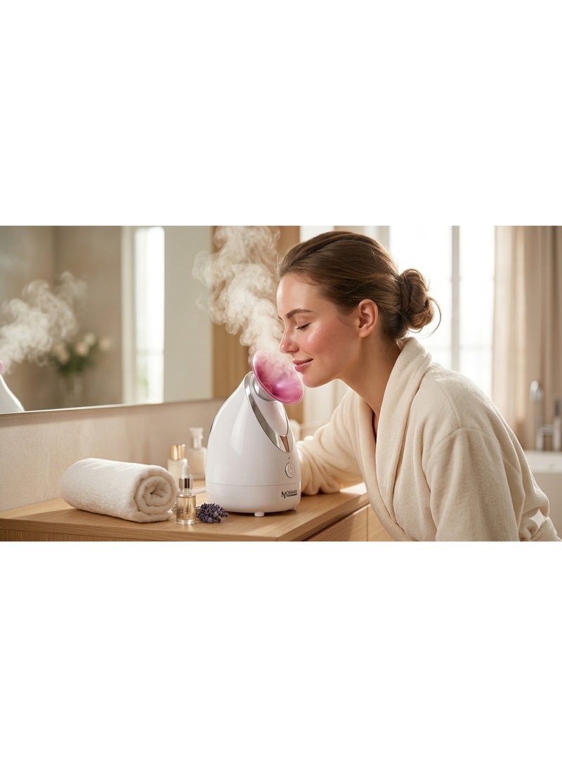 MoeHair Professional Facial Steamer Nano Warm Mist Facial Steamer MO-9087 – Deep Pore Cleansing & Skin Hydration Device for Home Spa Use, Adjustable Nozzle, Aromatherapy Function, Steam Face Cleaner for Men & Women - Image 2