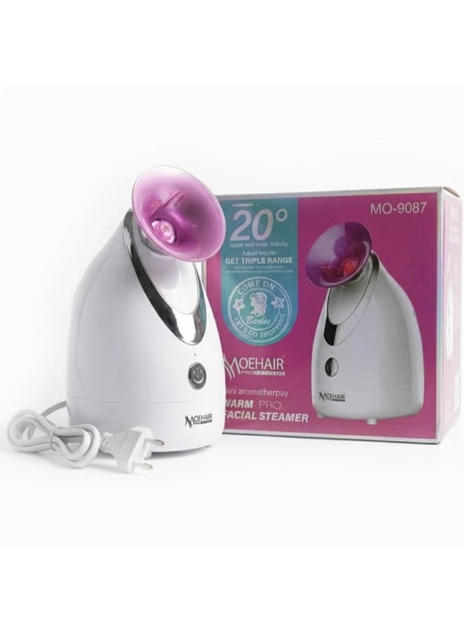 MoeHair Professional Facial Steamer Nano Warm Mist Facial Steamer MO-9087 – Deep Pore Cleansing & Skin Hydration Device for Home Spa Use, Adjustable Nozzle, Aromatherapy Function, Steam Face Cleaner for Men & Women - Image 3