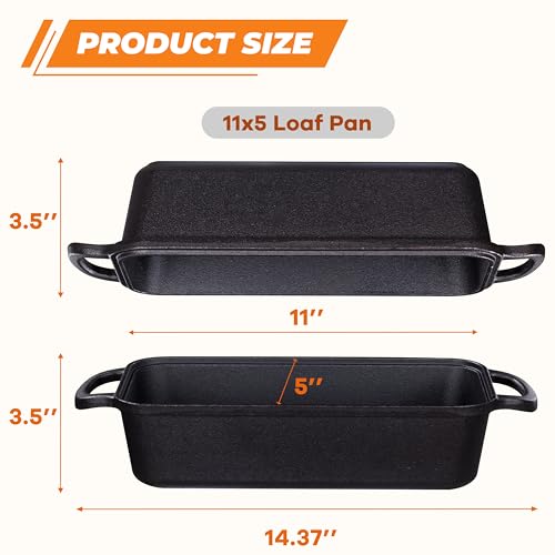GRMlmosa 11x5 Inch Cast Iron Loaf Pan, 5.8 Qt Large Dutch Oven Loaf Pan with Lid, Sourdough Bread Baking Pan for Homemade Bread|Meatloaf, Even Heat Distribution & Oven Safe up to 500°F - Image 5