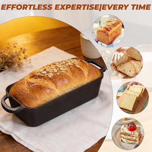 GRMlmosa 11x5 Inch Cast Iron Loaf Pan, 5.8 Qt Large Dutch Oven Loaf Pan with Lid, Sourdough Bread Baking Pan for Homemade Bread|Meatloaf, Even Heat Distribution & Oven Safe up to 500°F - Image 2
