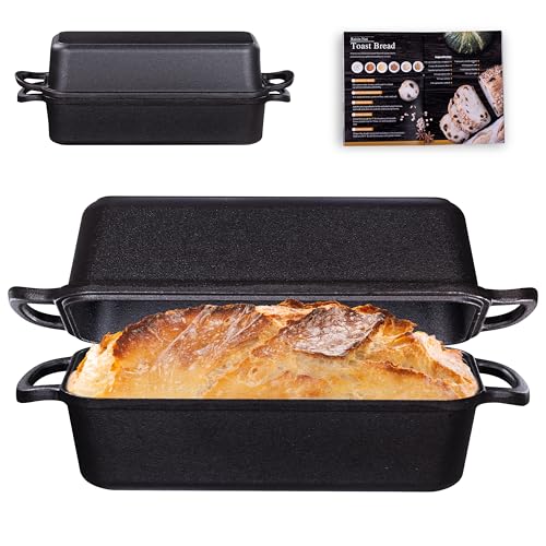GRMlmosa 11x5 Inch Cast Iron Loaf Pan, 5.8 Qt Large Dutch Oven Loaf Pan with Lid, Sourdough Bread Baking Pan for Homemade Bread|Meatloaf, Even Heat Distribution & Oven Safe up to 500°F - Image 1