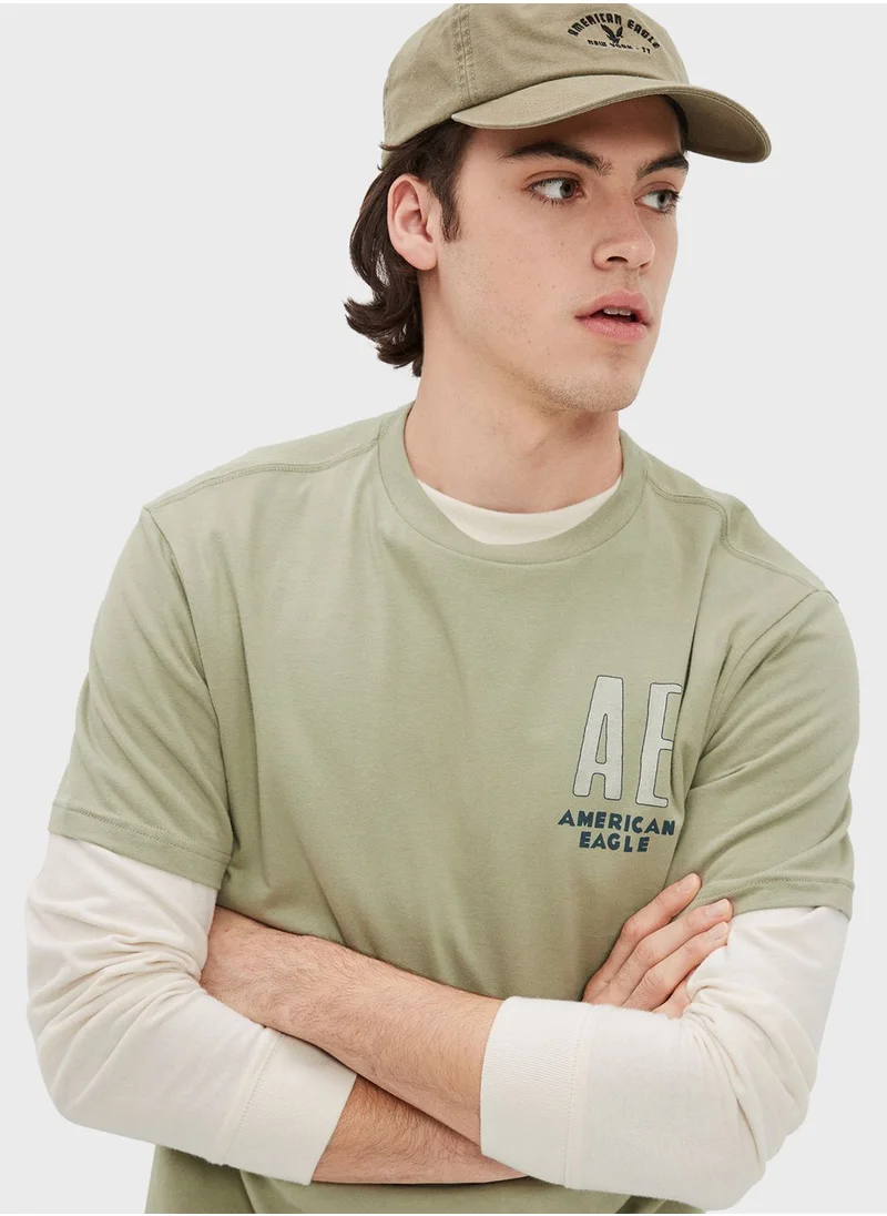 American Eagle Logo Graphic Crew Neck T-Shirt