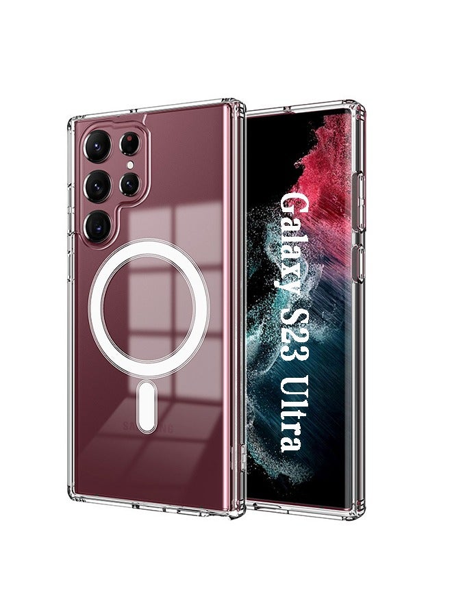 GKK Galaxy S23 Ultra Magnetic Clear Case Cover, Zero-Fingerprints Anti-scratch Matte Back Cover, Slim and Soft TPU Protector, Full Coverage Drop Protection on-Yellowing Hard Clear PC Back- Clear - Image 1