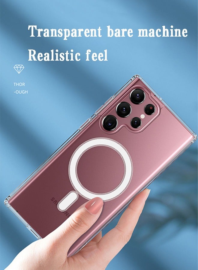 GKK Galaxy S23 Ultra Magnetic Clear Case Cover, Zero-Fingerprints Anti-scratch Matte Back Cover, Slim and Soft TPU Protector, Full Coverage Drop Protection on-Yellowing Hard Clear PC Back- Clear - Image 3