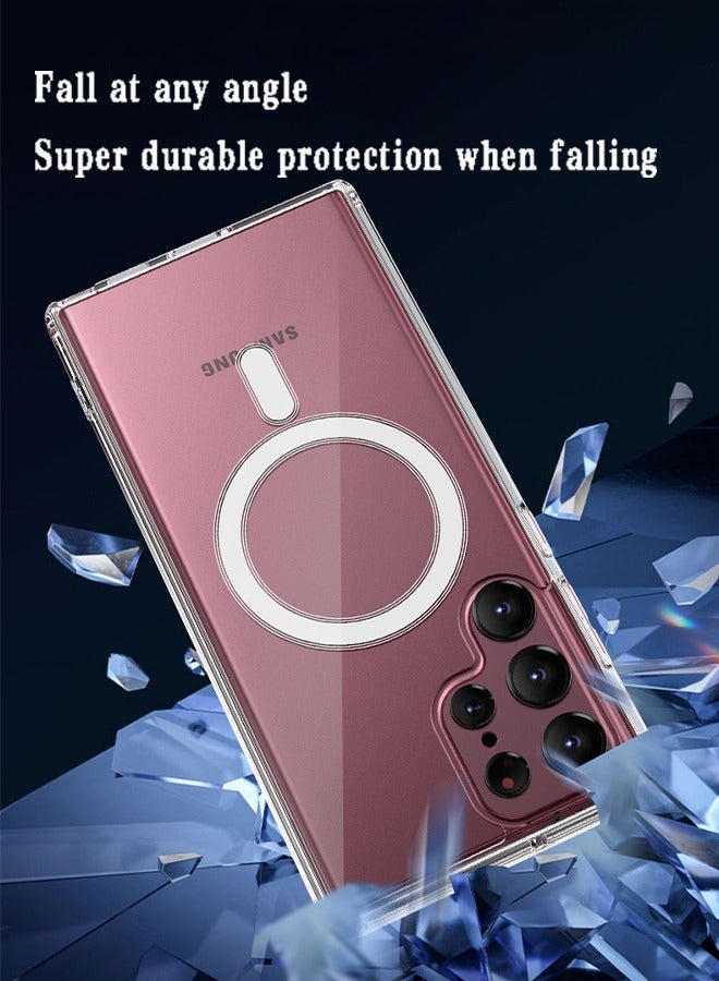 GKK Galaxy S23 Ultra Magnetic Clear Case Cover, Zero-Fingerprints Anti-scratch Matte Back Cover, Slim and Soft TPU Protector, Full Coverage Drop Protection on-Yellowing Hard Clear PC Back- Clear - Image 4