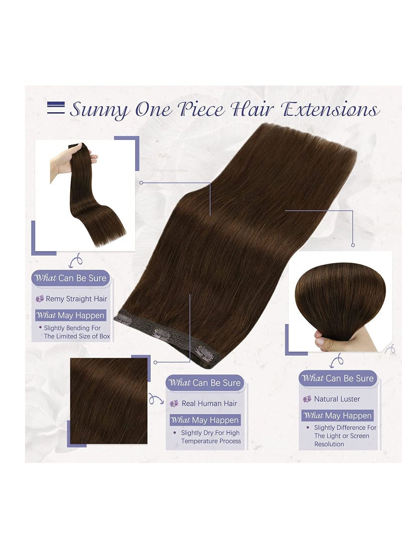 Estelle One Piece Brazilian Hair Extensions With Clip in ,Human Hair Dark Brown Double Weft Hair  Extensions - Image 3