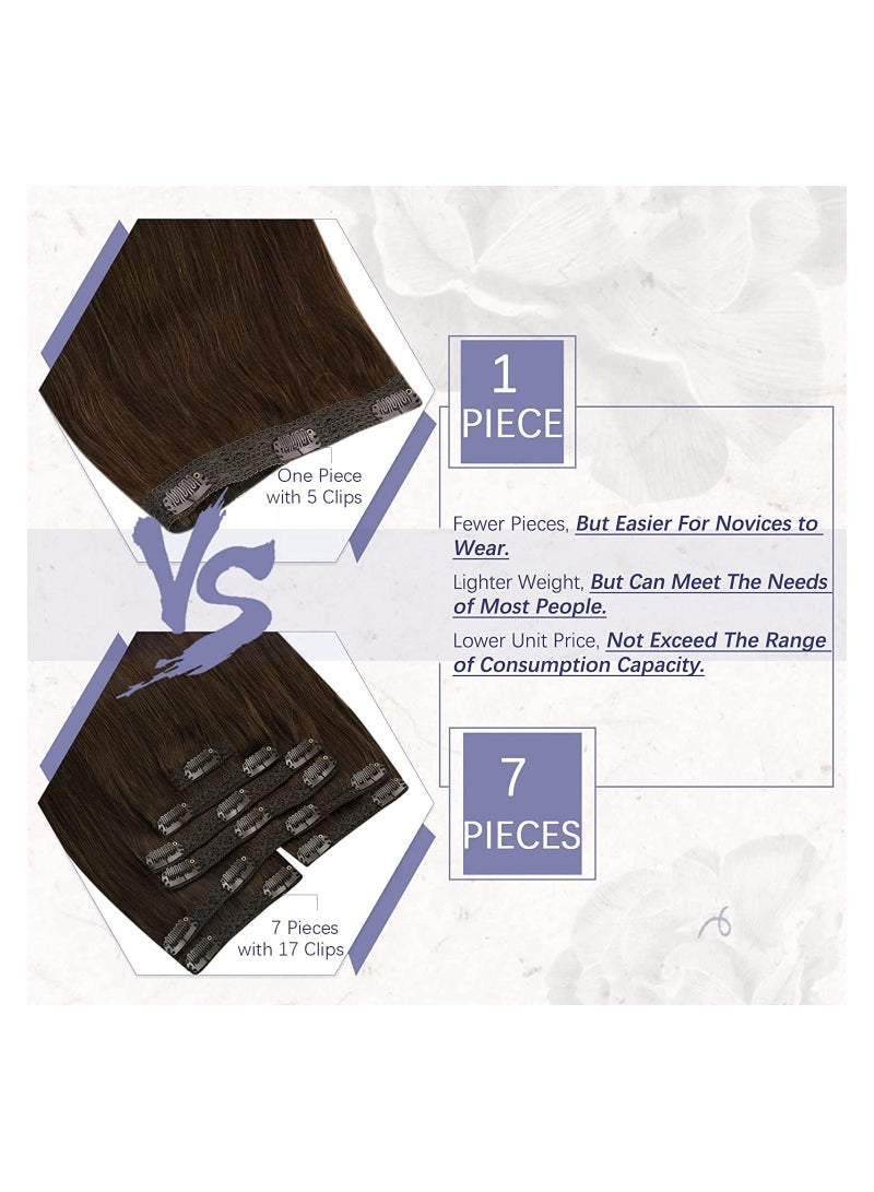 Estelle One Piece Brazilian Hair Extensions With Clip in ,Human Hair Dark Brown Double Weft Hair  Extensions - Image 4