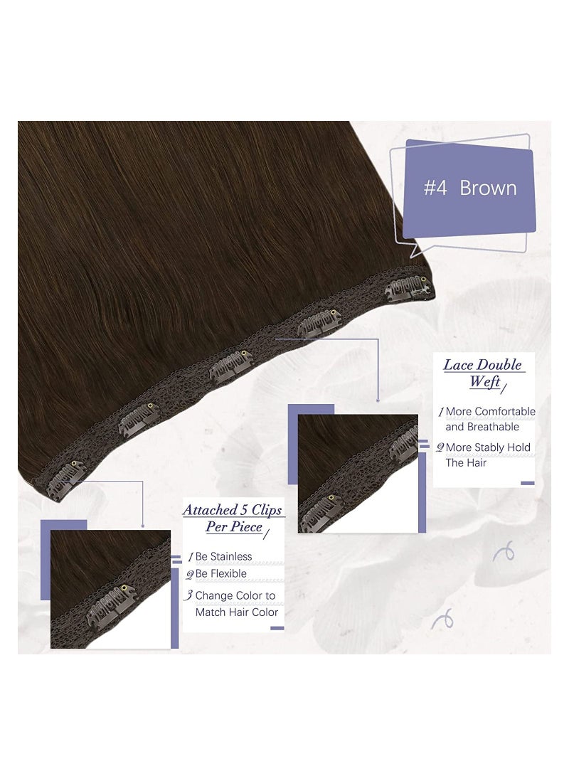 Estelle One Piece Brazilian Hair Extensions With Clip in ,Human Hair Dark Brown Double Weft Hair  Extensions - Image 2