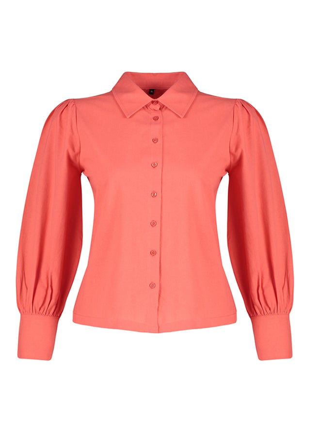 Pomegranate Flower Balloon Sleeve  Regular Fit Woven Shirt TWOSS20GO0065