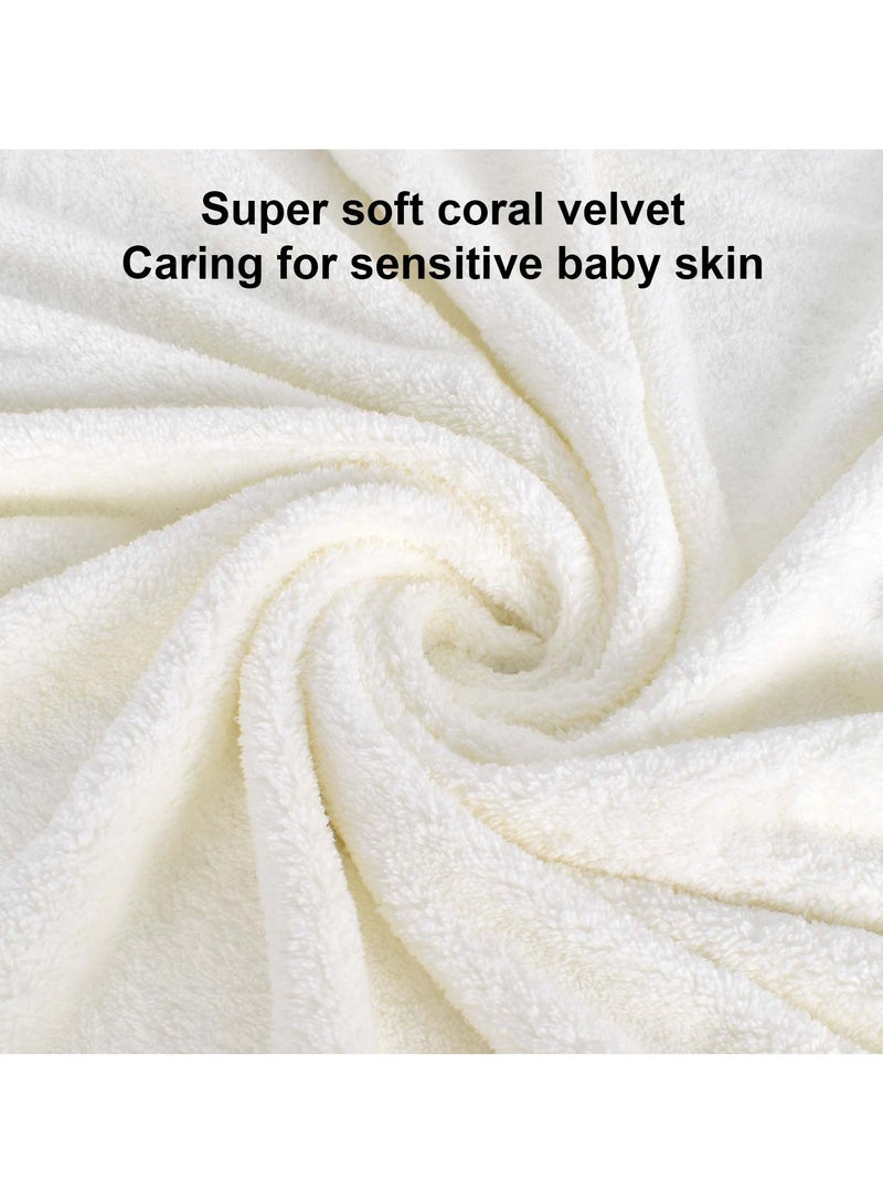 Hooded Baby Bath Towel 80x80cm - Soft and Absorbent, Large Wrap for Newborns and Toddlers, Gentle on Baby's Skin, White  - Image 3
