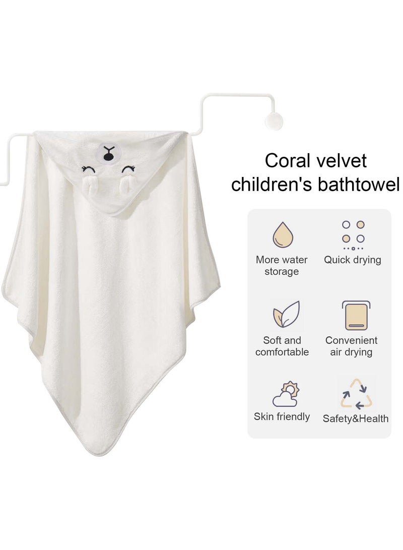 Hooded Baby Bath Towel 80x80cm - Soft and Absorbent, Large Wrap for Newborns and Toddlers, Gentle on Baby's Skin, White  - Image 4