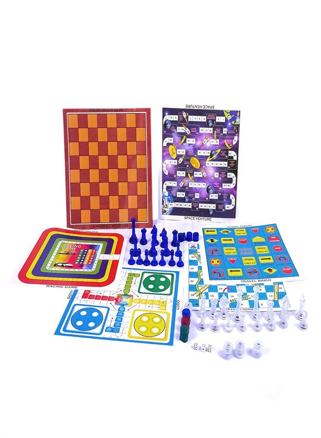 Yopram Magnetic 13 in 1 Family Fun Indoor & Outdoor Board Games for Kids | Snakes & Ladders, Tic-Tac-Toe, Space Venture, Ludo, Chess, Football, Checkers, Travel Bingo & Many Games - Image 1