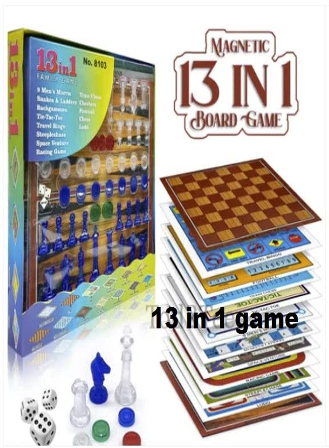 Yopram Magnetic 13 in 1 Family Fun Indoor & Outdoor Board Games for Kids | Snakes & Ladders, Tic-Tac-Toe, Space Venture, Ludo, Chess, Football, Checkers, Travel Bingo & Many Games - Image 2