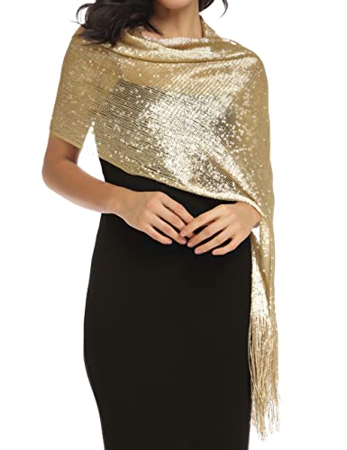 Rheane Gold Shawl for Women Shawls and Wraps for Evening Dresses Women Pashmina Wrap Pashmina Rave Elegant Evening Wear (with Gold Glitter) - Image 4