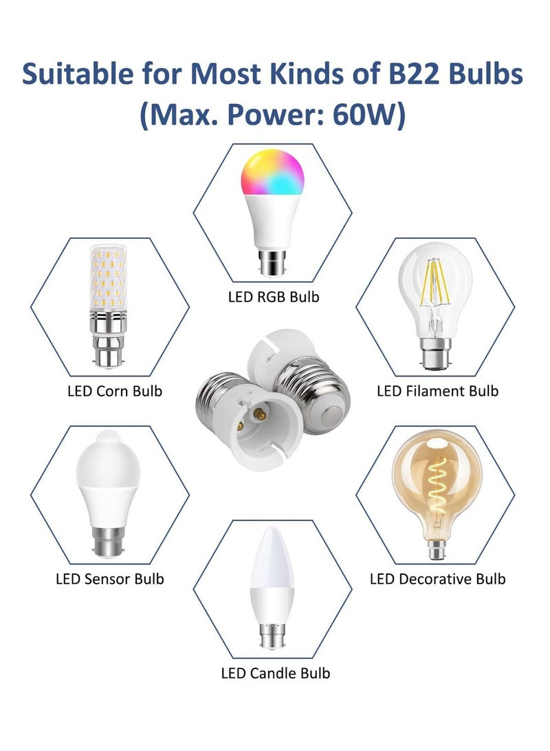 Lezonic E27 to E14 Socket Converter, Screw to Small Screw Edison Bulb Adapter, ES to SES Lamp Base Adapter, Max Wattage 60W, Voltage 0-250V, for LED Bulbs, Incandescent Bulbs, CFL Bulbs, 4 Pack - Image 5