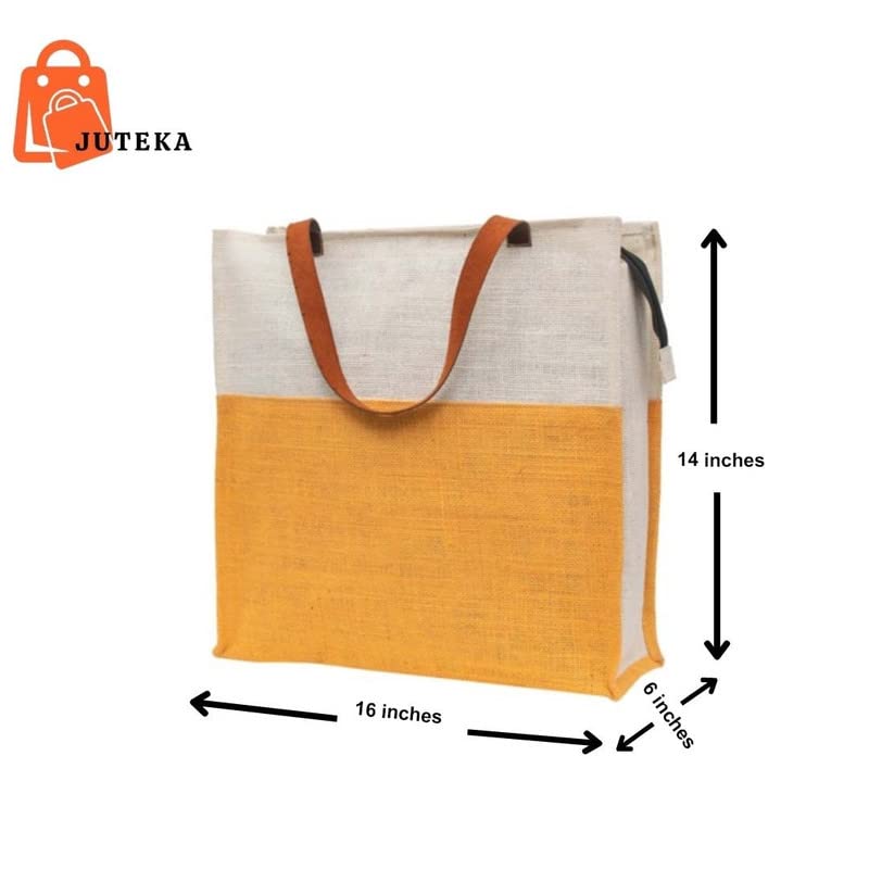 JUTEKA Stylish, Baby Pink,Durable, Multipurpose Hand Bag for Lunch, Shopping, Eco Friendly Jute Bag with Leather Handles…… - Image 4
