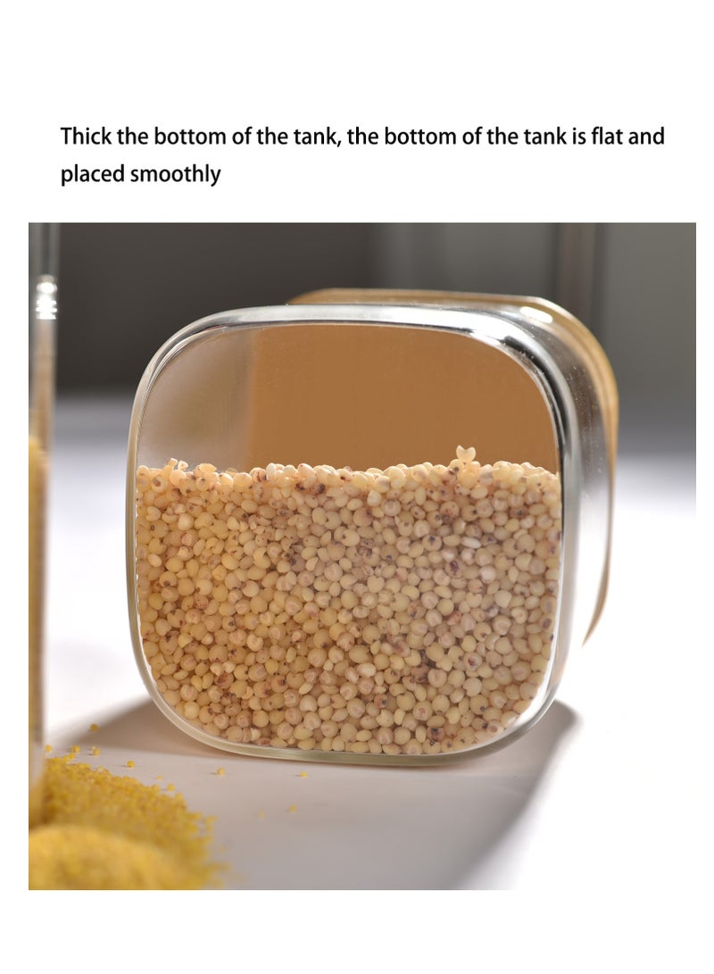 حاوية تخزين طعام زجاجية مربعة - أغطية خيزران محكمة الإغلاق - صندوق تخزين طعام - صناديق تخزين - منظمات خزانة مطبخ - حاوية طعام زجاجية - شفافة 2300 مل - Image 3