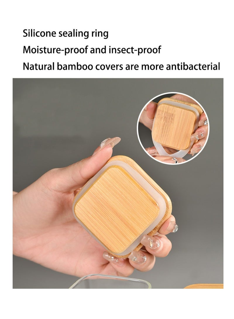 حاوية تخزين طعام زجاجية مربعة - أغطية خيزران محكمة الإغلاق - صندوق تخزين طعام - صناديق تخزين - منظمات خزانة مطبخ - حاوية طعام زجاجية - شفافة 2300 مل - Image 4