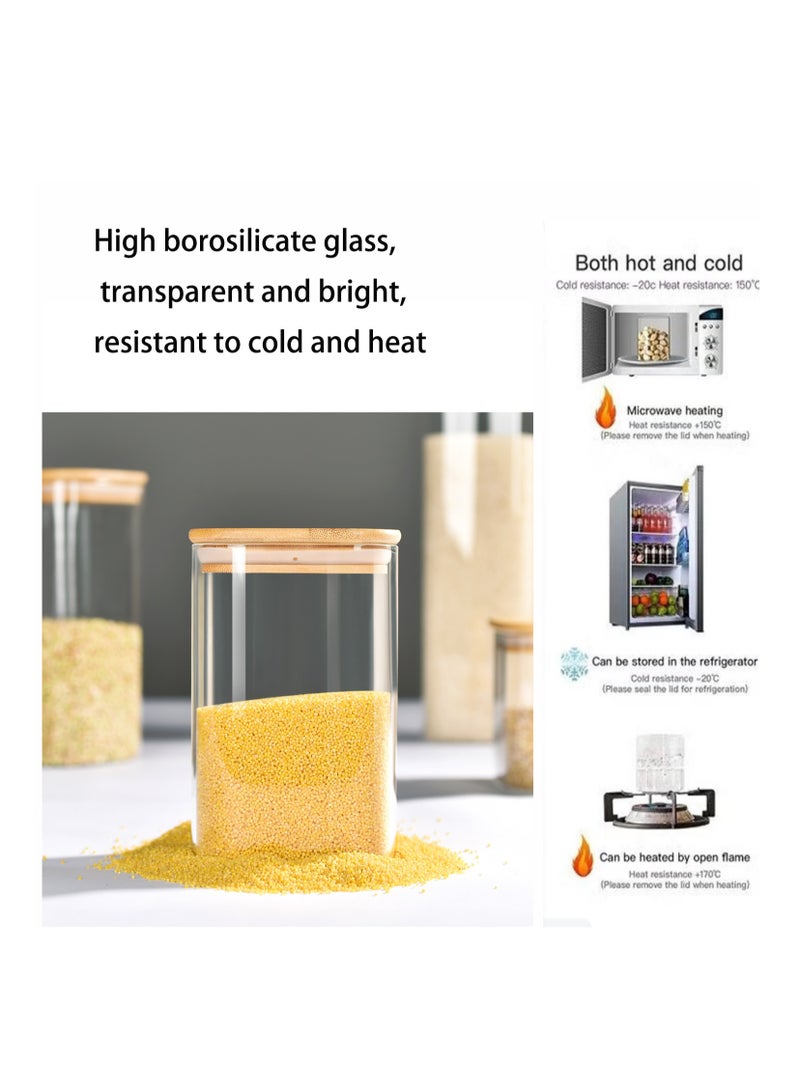حاوية تخزين طعام زجاجية مربعة - أغطية خيزران محكمة الإغلاق - صندوق تخزين طعام - صناديق تخزين - منظمات خزانة مطبخ - حاوية طعام زجاجية - شفافة 2300 مل - Image 5