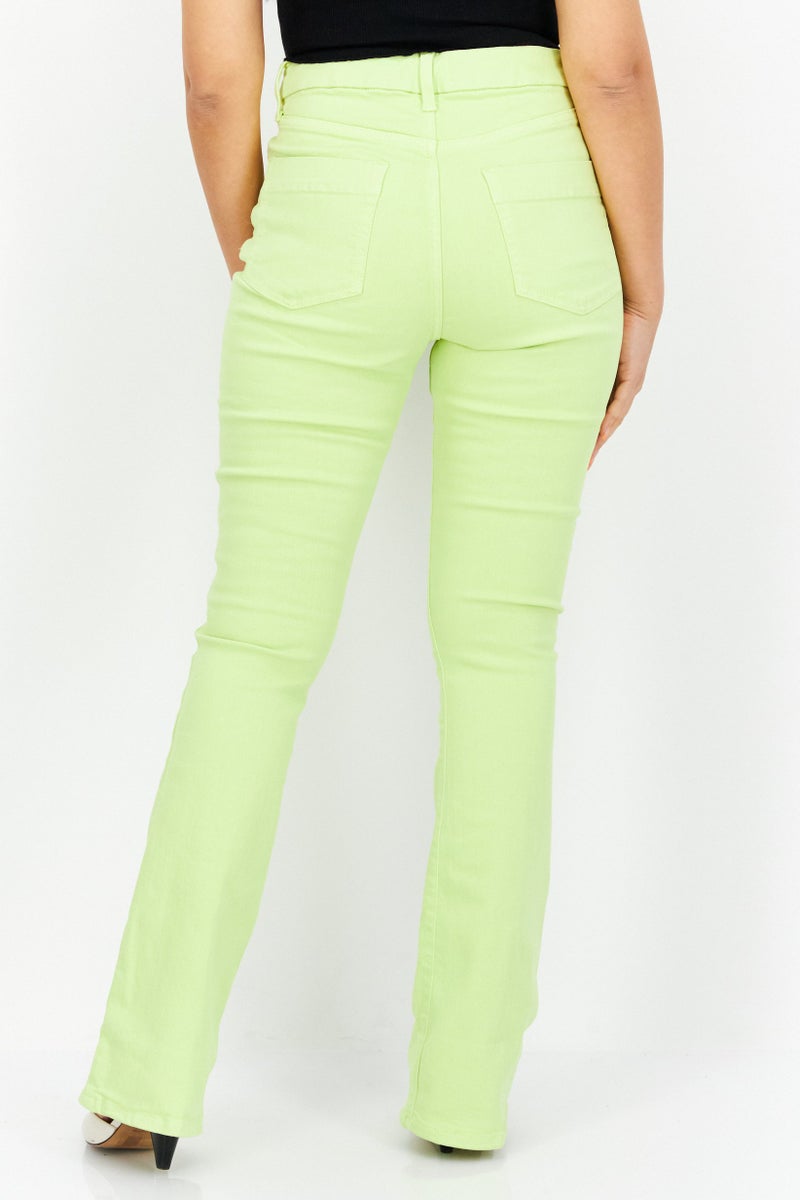 RIVER ISLAND Women Regular Fit Solid Stretchable Regular Denim Jeans, Lime - Image 3
