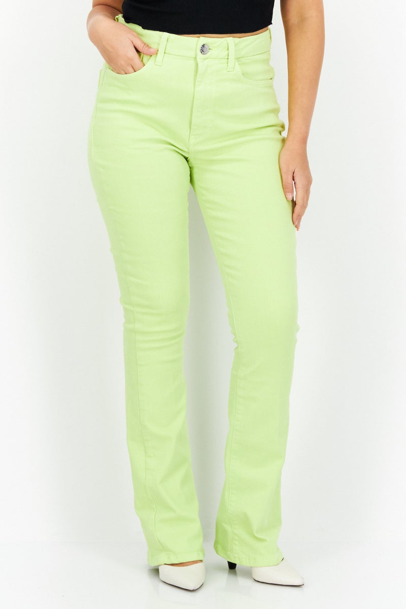 RIVER ISLAND Women Regular Fit Solid Stretchable Regular Denim Jeans, Lime - Image 1