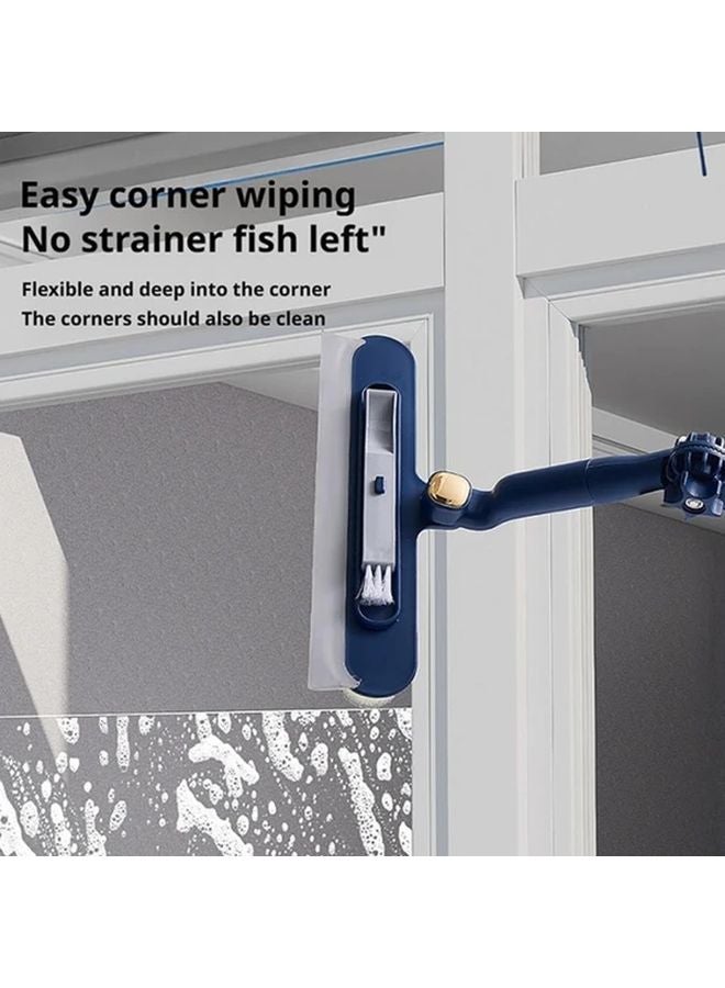 Blue 47 Inch Telescopic High Rise Window Brush With Extension Rod 3in1 Cleaning Kit - Image 2