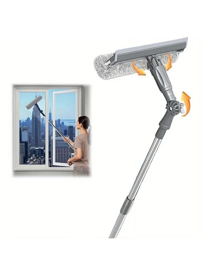 Blue 47 Inch Telescopic High Rise Window Brush With Extension Rod 3in1 Cleaning Kit - Image 3