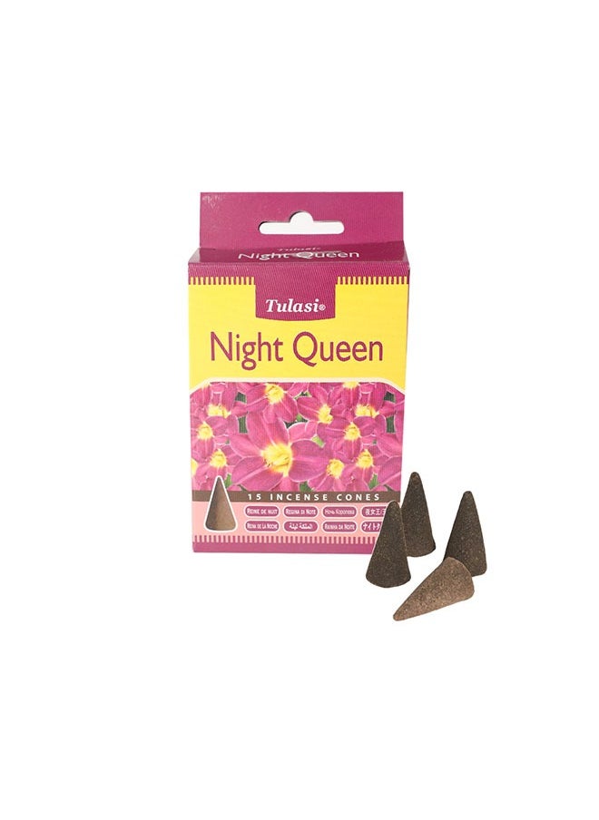 Tulasi - Night Queen Rose Dhoop Cone 15 Piece Agarbathi Incense Pack of 12 - Image 1