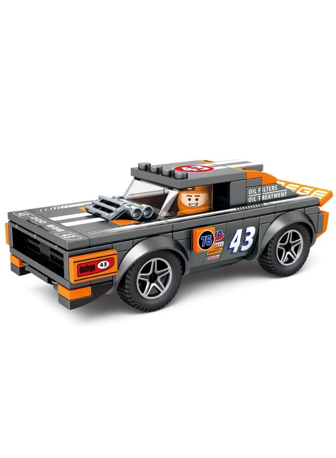 ريسينج كار مكعبات تركيب ألغاز نموذج سيارة سباق مكونة من 180 قطعة، مجموعة بناء مكعبات يمكنك صنعها بنفسك، مكعبات بناء صغيرة لسيارة دودج تشارجر كلاسيكية مناسبة للأولاد والبنات من سن 7 سنوات فما فوق - Image 1