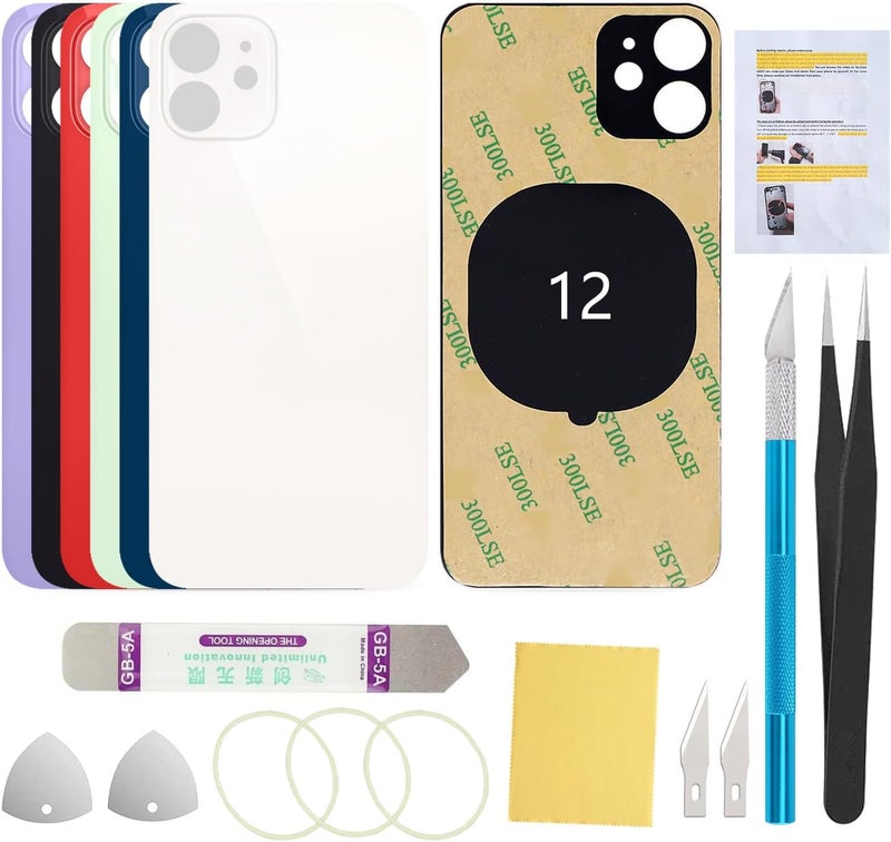 UooFide Rear Back Screen Cover Glass Replacement Compatible with iPhone 12 6.1-Inches All Carriers (White) - Image 1