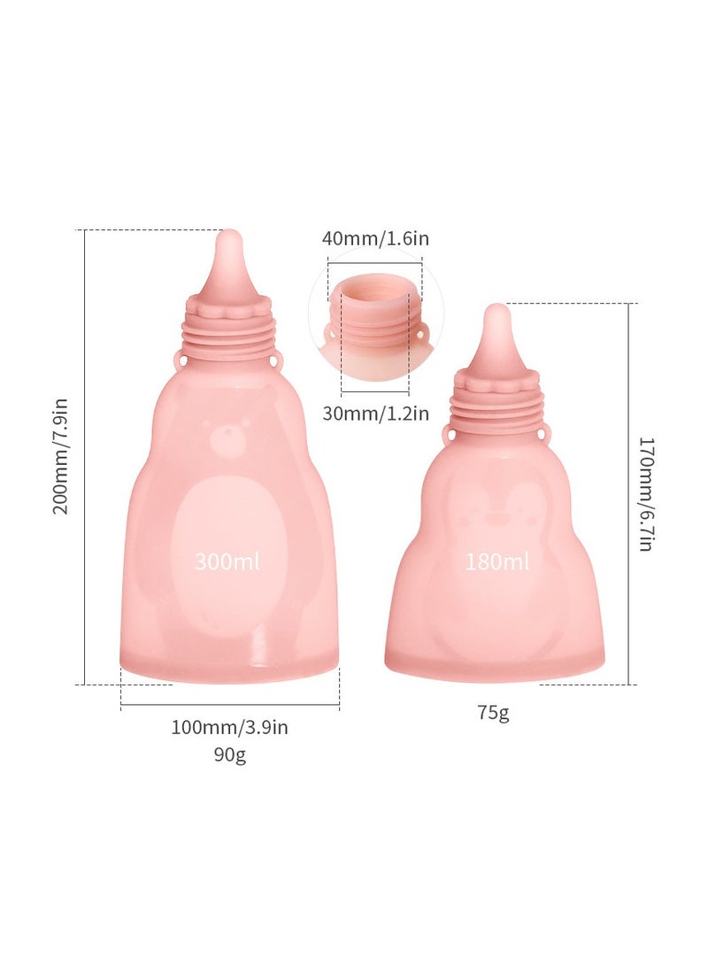 Home fresh-keeping portable silicone breast milk bag can be refrigerated and reused Big Bear  Green 300ml - Image 5