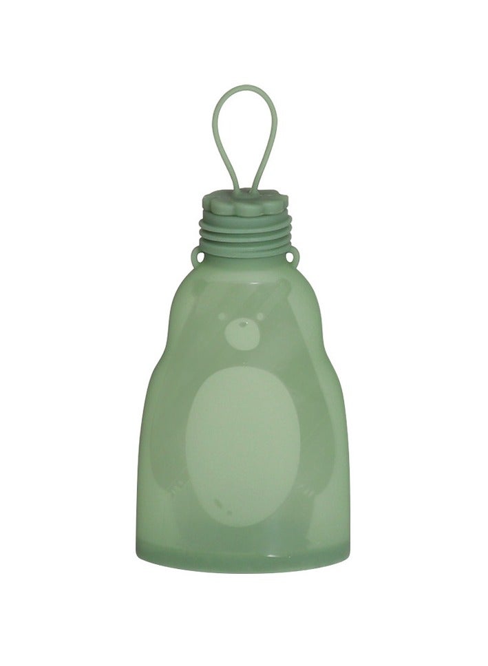 Home fresh-keeping portable silicone breast milk bag can be refrigerated and reused Big Bear  Green 300ml - Image 1