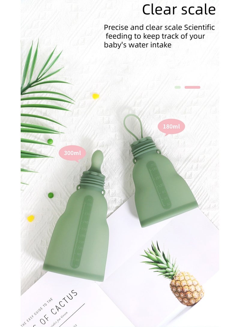 Home fresh-keeping portable silicone breast milk bag can be refrigerated and reused Big Bear  Green 300ml - Image 2