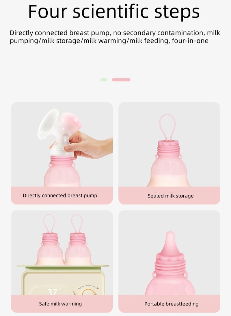 Home fresh-keeping portable silicone breast milk bag can be refrigerated and reused Big Bear  Green 300ml - Image 3