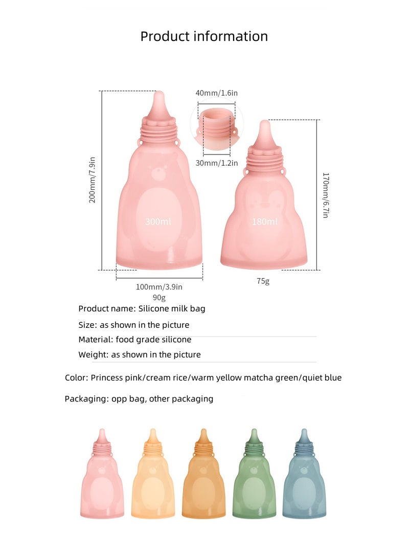 Home fresh-keeping portable silicone breast milk bag can be refrigerated and reused Big Bear  Green 300ml - Image 4