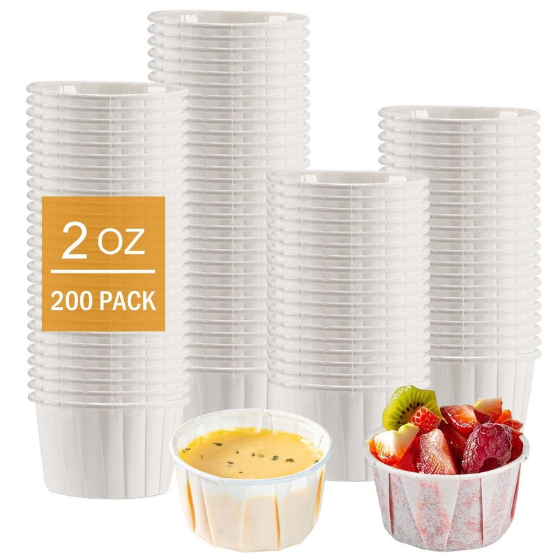 Cupplation Paper Souffle Portion Cups, 2 oz, 200 Count,Small,Leak-Proof Disposable Paper Jello Shot Cups for Condiments, Sauces, Samples, Desserts (2 oz) - Image 1