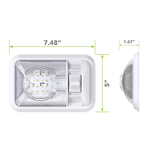 Leisure LED 12V Led RV Ceiling Dome Light RV Interior Lighting for Trailer Camper with Switch, Single Dome 300LM - Image 2