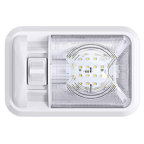 Leisure LED 12V Led RV Ceiling Dome Light RV Interior Lighting for Trailer Camper with Switch, Single Dome 300LM - Image 1