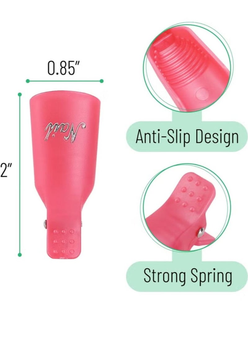 خاجول مشابك ازالة طلاء الاظافر 10 قطعة من الاكريليك والبلاستيك مع غطاء قابل للازالة بالنقع لازالة طلاء الاظافر الجل بالاشعة فوق البنفسجية زهري - Image 2