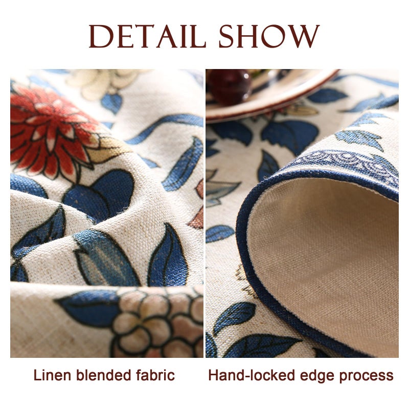 patdrea Designer Blue Cottage Rustic Floral Patterned Extra Long,Wrinkle Resistant Linen Table Runner 118 Inch Long,Decoration for Kitchen Dining and Coffee Tables Banquet Christmas , 12"x118" - Image 5