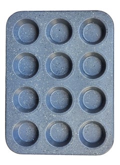 Happy Home 12-Slot Granite Cupcake Pan Perfect for Baking Cupcakes and Muffins 35 x 26 x 3 cm - Grey  - Image 1