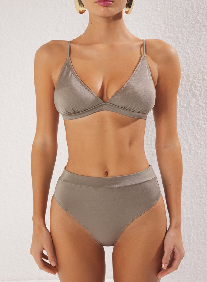 trendyol Mink Triangle High Waist High Leg Hipster Bikini Set  - Image 3