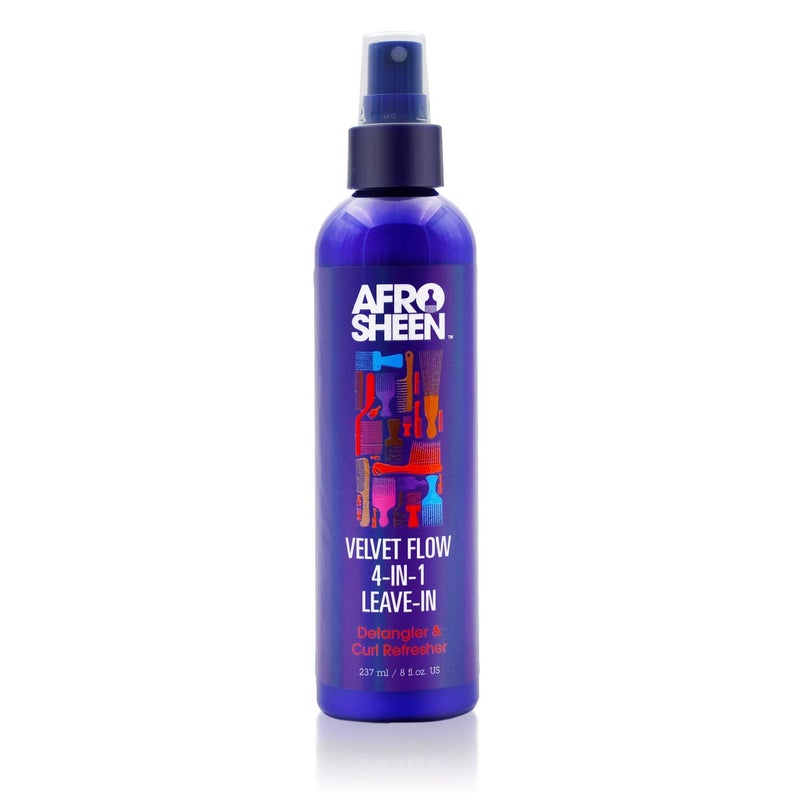 Afro Sheen Velvet Flow 4-in-1 Leave-in Spray. Protects hair against heat, detangles, and moisturizes. 8oz. - Image 1