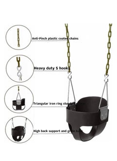 Funz Iron Wall Swing With Full Bucket Seat And Chains For Outdoor Black  - Image 3