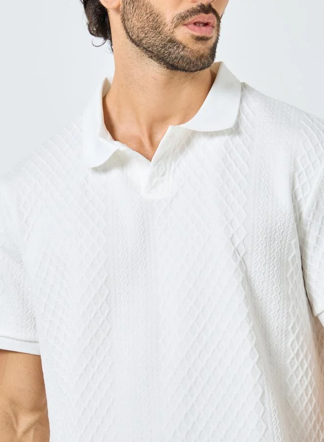 Styli Styli Men White Textured Regular Fit Polo